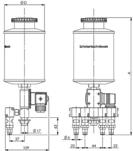 Drip oiler TRO Dimensions