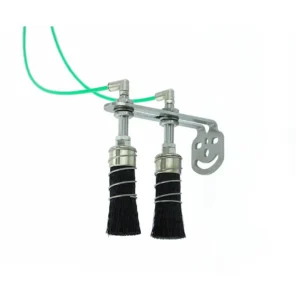 Two lubricating brushes on mounting bracket